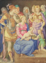 Jomfruen og barnet, døperen Johannes og syv individer, ca. 1553